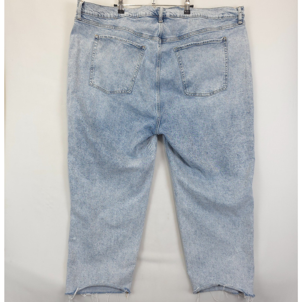 Old Navy Acid Wash Button Fly Jeans Raw Hem Women 29 High Rise Stretch Blue - Picture 2 of 11